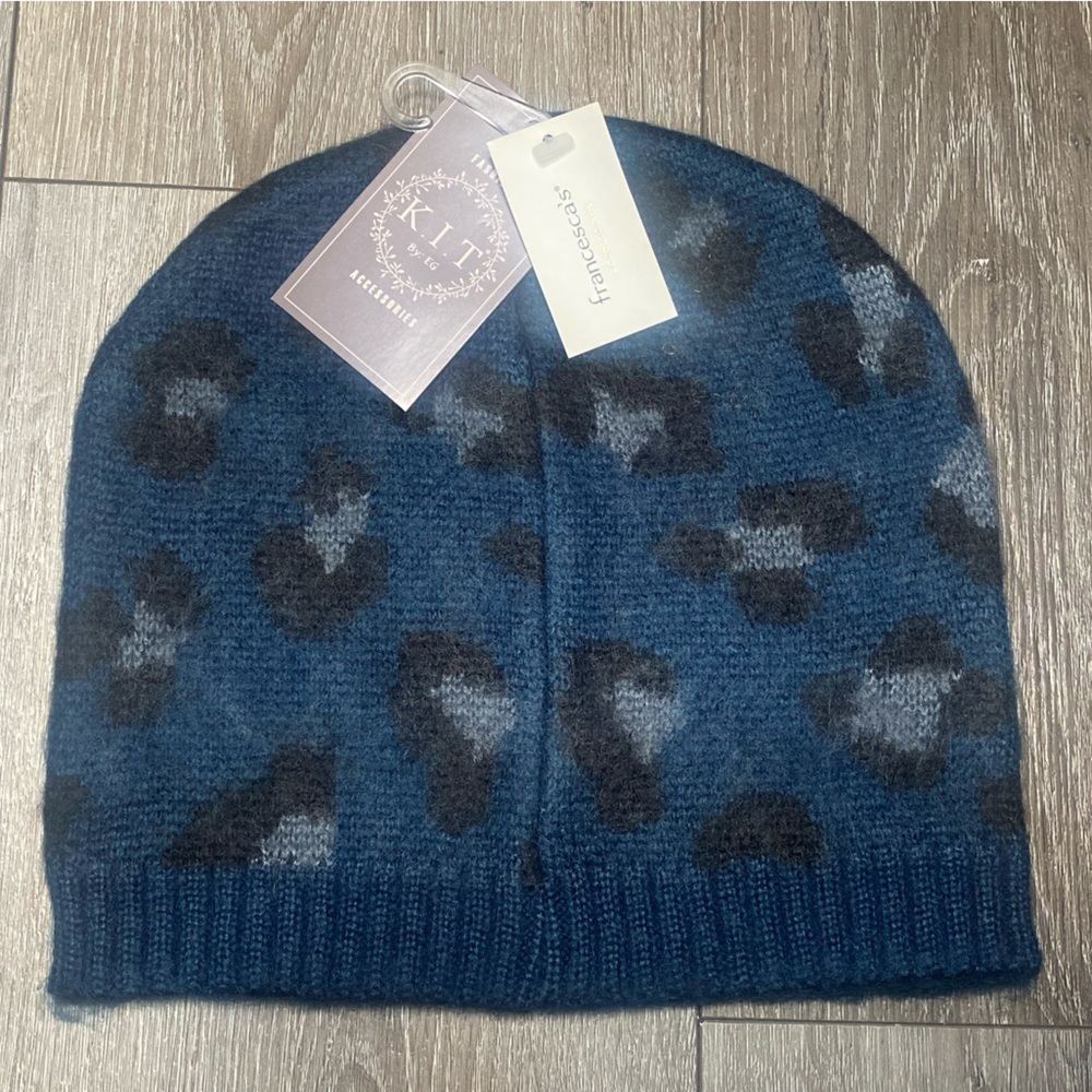 Francesca’s Beanie Cheetah Blue One Size